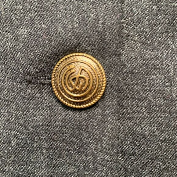 Vintage Wool Blazer Jacket Tailored Dark Gray Black Oversized Preppy Classic - Picture 8 of 12